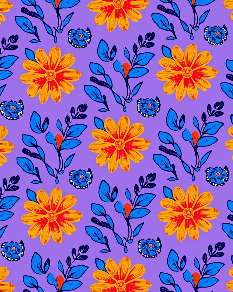 Vibrant Floral Pattern Design Rug