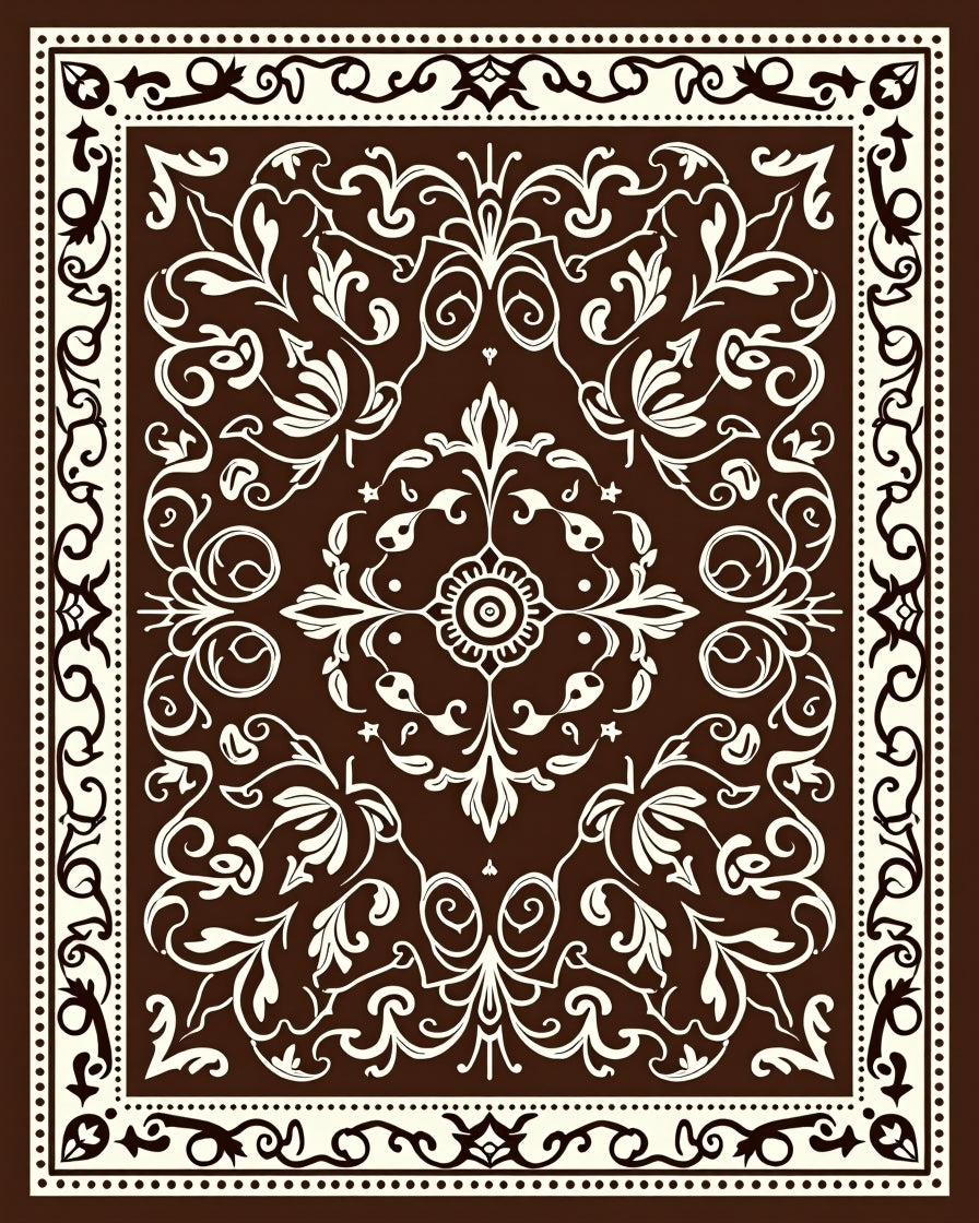 Ornate Floral Detailed Scrollwork Rug