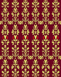 Maroon Gold Floral Botanical Pattern Rug