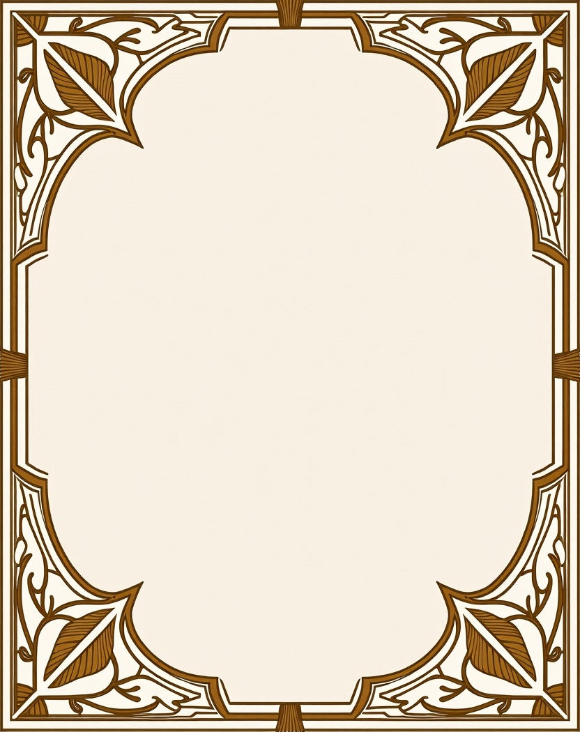 Ornate Leaf Patterned Frame Rug