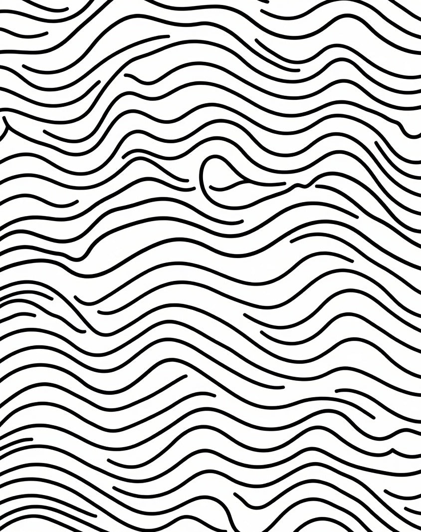 Abstract Black White Wavy Lines Rug