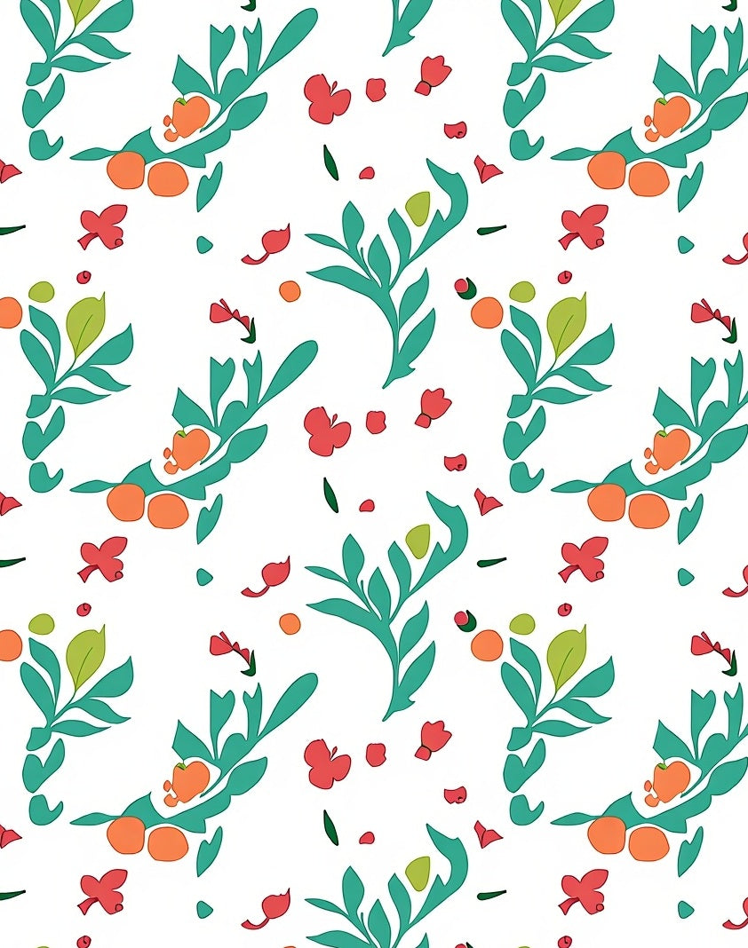 Fruity Floral Branch Pattern Rug