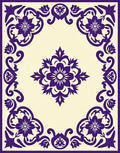 Ornate Floral Damask Pattern Tile Rug