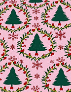 Festive Green Christmas Tree Garland Rug