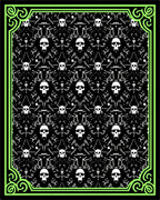 Black Skull Patterned Graphic Design Rug