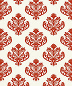 Classic Red Ornate Damask Pattern Rug