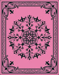 Ornate Pink Black Floral Mandala Design Rug