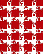 Red Deer And Tree Silhouette Pattern Rug