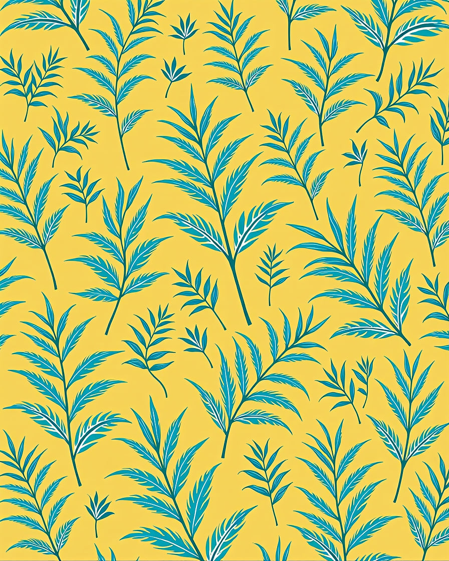 Tropic Leaf Pattern Yellow Background Rug
