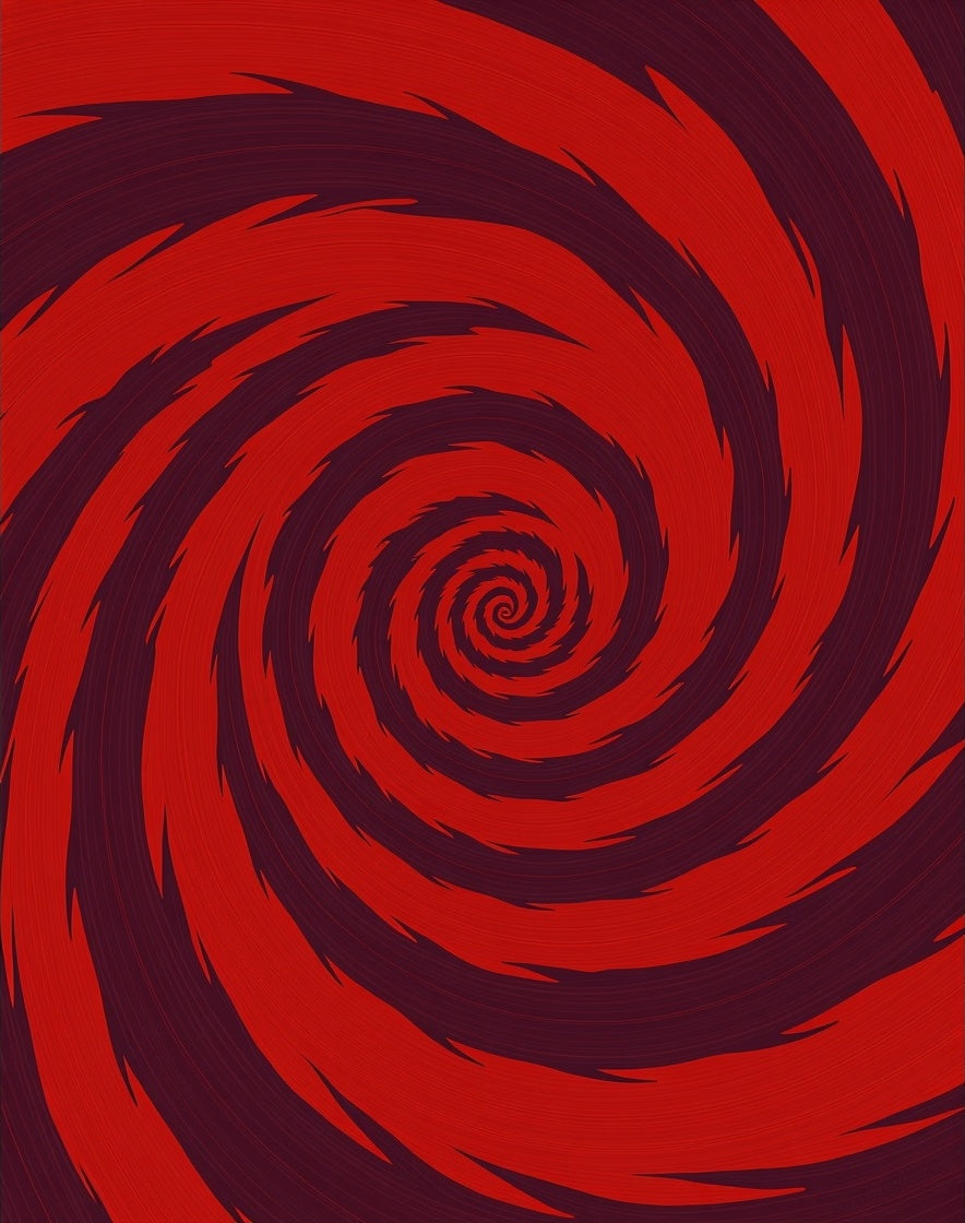 Vibrant Red Spiral Swirl Pattern Rug