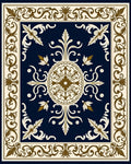 Ornate Floral Scrollwork Navy Rug