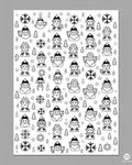 Black and White Character Snowflakes Trees Rug
