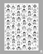 Black and White Character Snowflakes Trees Rug