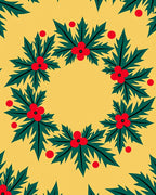 Festive Holly Leaf Berry Pattern Rug