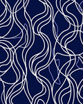 Abstract White Swirls Dark Blue Design Rug