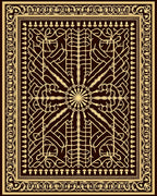Ornate Gold Brown Intricate Geometric Rug