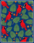 Bright Red Cardinals Pine Sprigs Pattern Rug