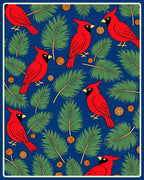 Bright Red Cardinals Pine Sprigs Pattern Rug