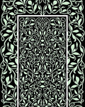 Black Light Green Botanical Vine Accents Rug