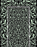Black Light Green Botanical Vine Accents Rug