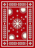 Striking Red Snowflake Festive Pattern Rug