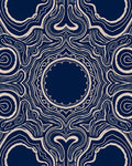 Navy Cream Abstract Swirl Pattern Rug