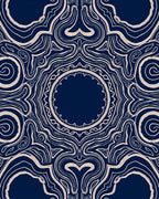 Navy Cream Abstract Swirl Pattern Rug