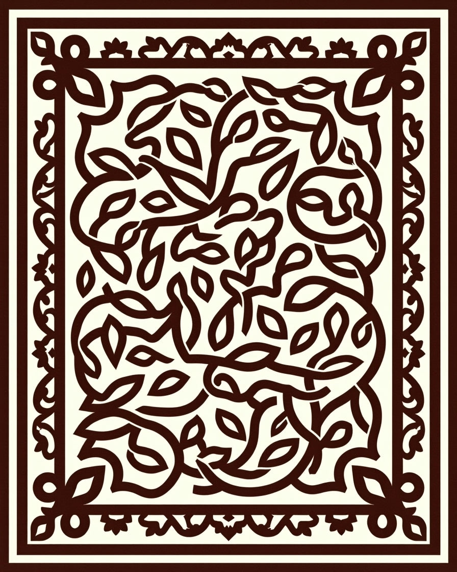 Ornate Vine Scroll Pattern Rug
