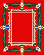 Bold Red Green Floral Frame Rug