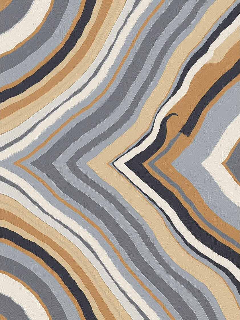 Abstract Wavy Earth Tones Rug