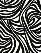 Wavy Black White Abstract Pattern Rug