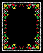 Festive Floral Star Border Design Rug