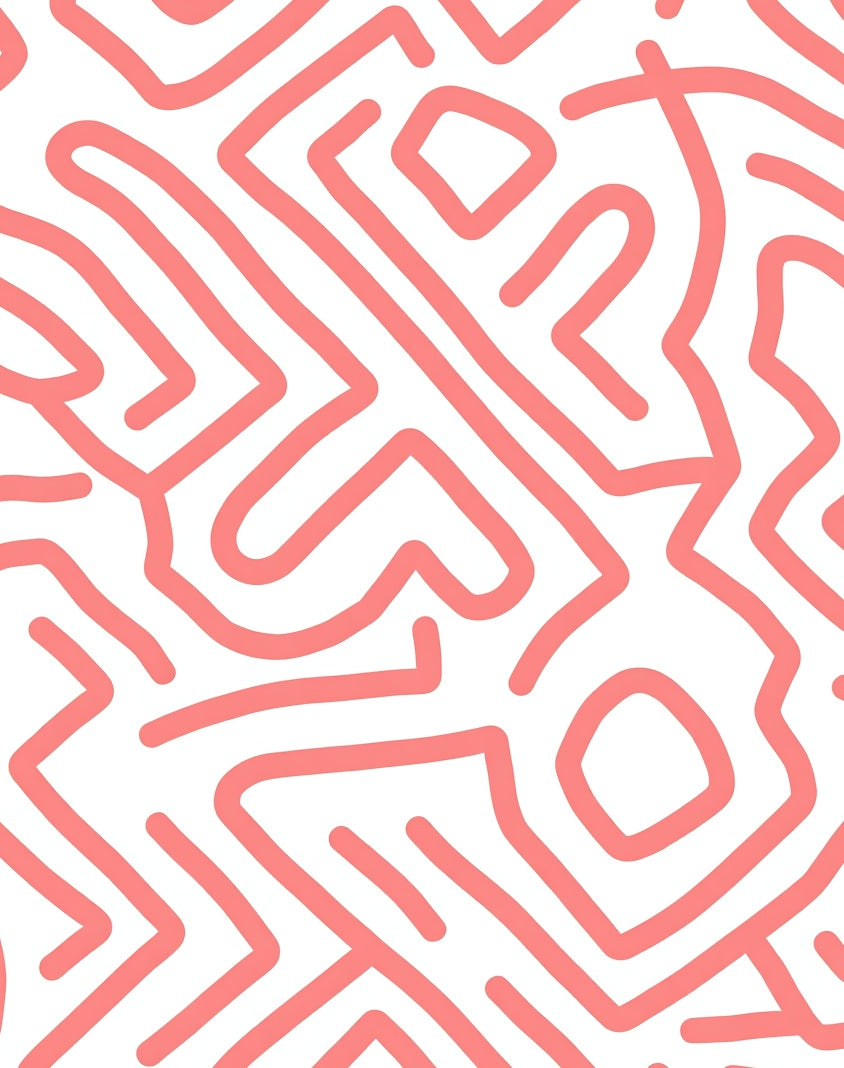 Abstract Coral Maze Pattern Rug