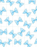 Light Blue Bow Pattern on Grid Rug