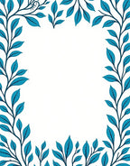 Coastal Teal Leaf Branch Pattern Rug