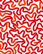 Abstract Red Wavy Lines Pattern Rug