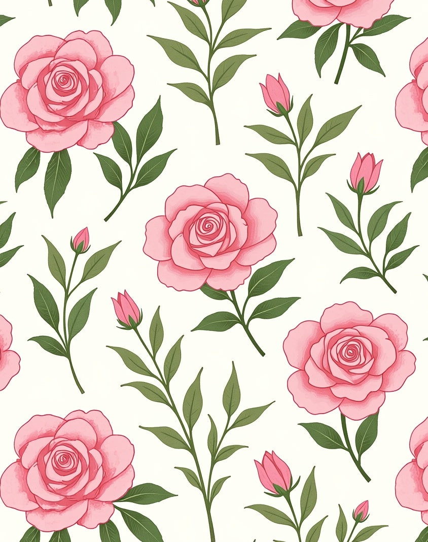 Pink Floral Rose Pattern Design Rug