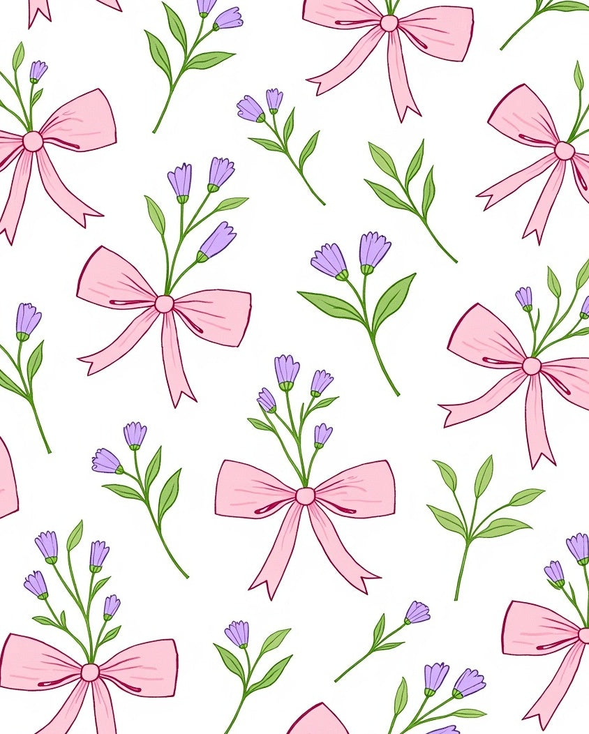 Floral Bow Patterned Cute Design Rug