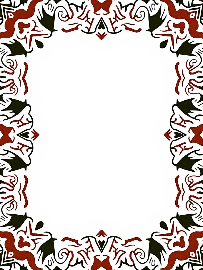 Bold Red Black Abstract Border Design Rug