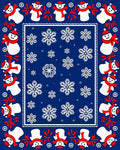 Festive Snowman Snowflake Border Design Rug