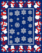 Festive Snowman Snowflake Border Design Rug