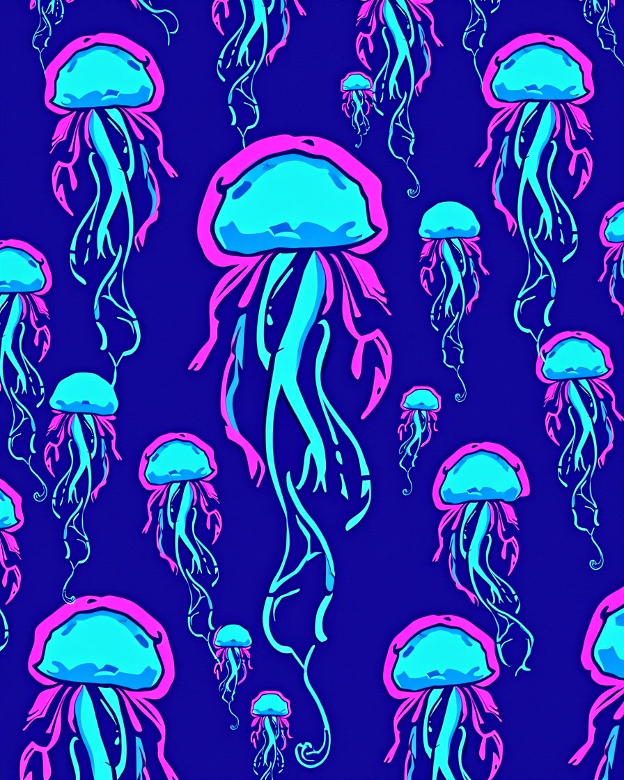 Stylized Jellyfish Pattern Vibrant Design Rug