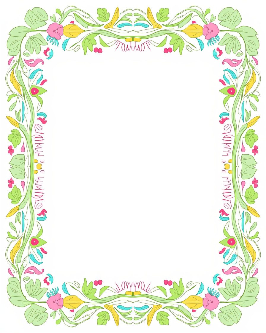 Spring Floral Vine Border Design Rug