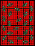 Red Plaid Pine Branch Pattern Rug