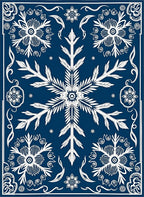 White Floral Snowflake Motif Rug