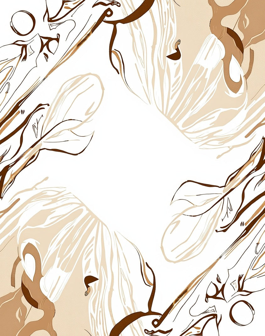 Abstract Sepia Tone Floral Vines Rug