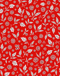 Red White Floral Leaf Pattern Rug