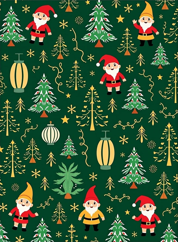 Festive Gnome And Christmas Tree Scene Rug