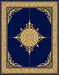 Ornate Golden Floral Medallion Border Rug