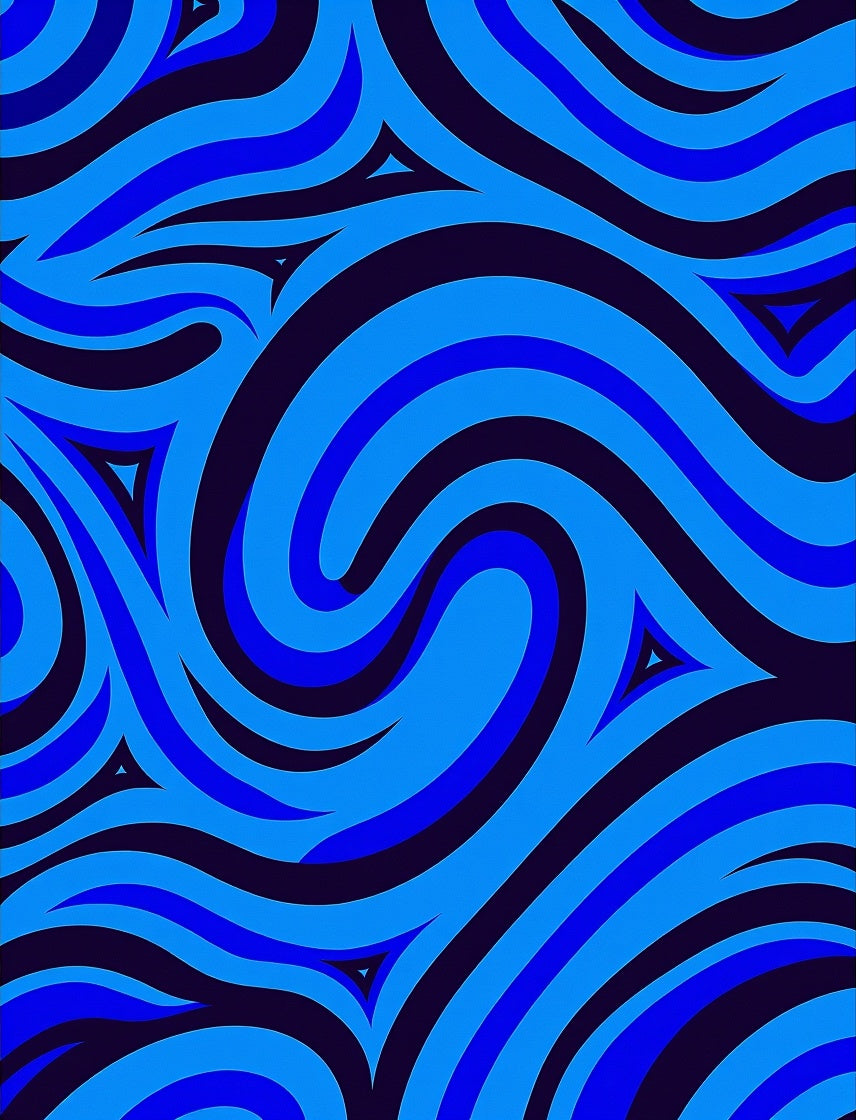 Swirling Blue Waves Pattern Rug